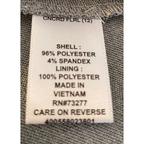 Elle Dress Sleeveless Gray Black Floral Print With Belt Size 12 - Picture 5 of 8